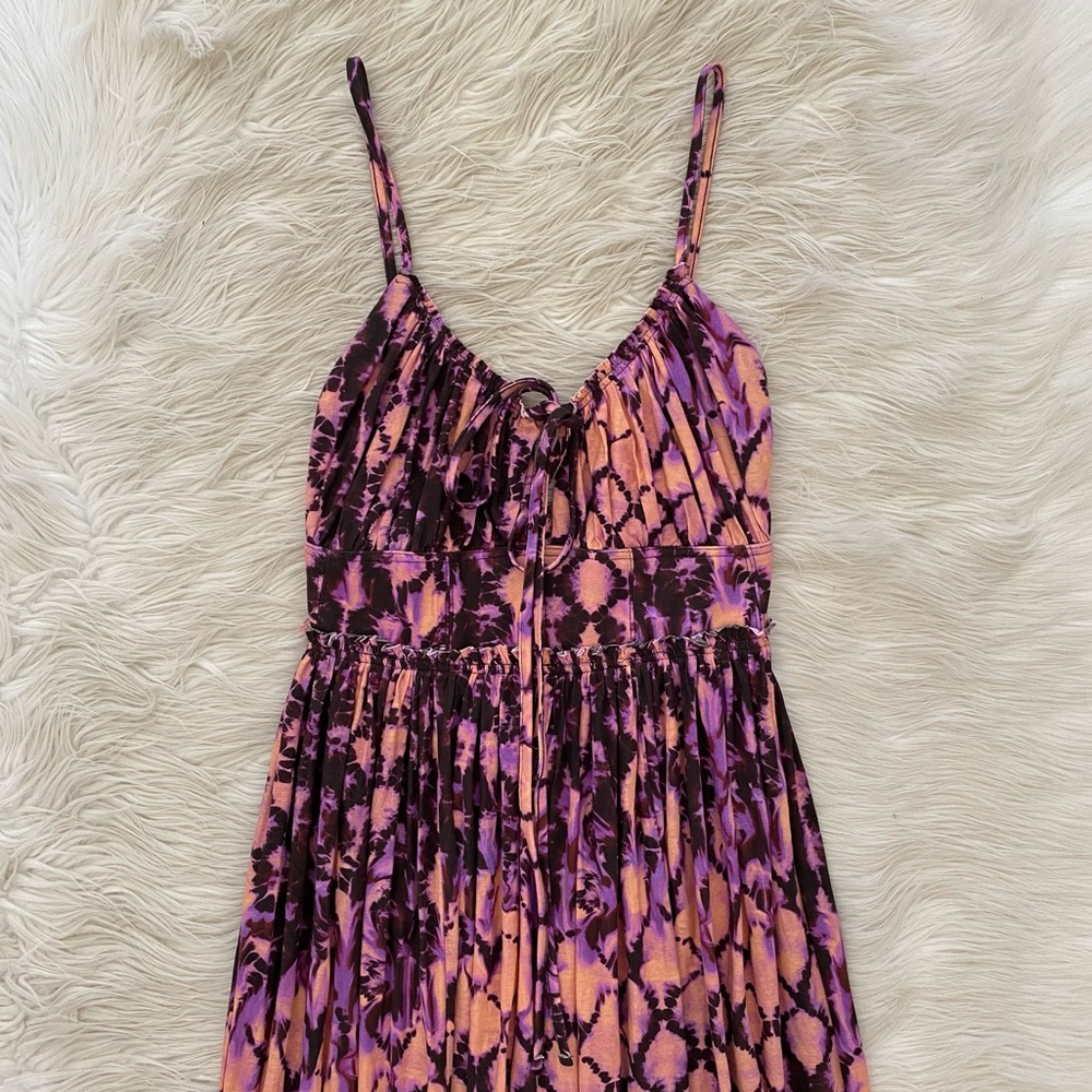 Ulla Johnson Pink and Purple Tie-Dye Midi Dress - Picture 3 of 14